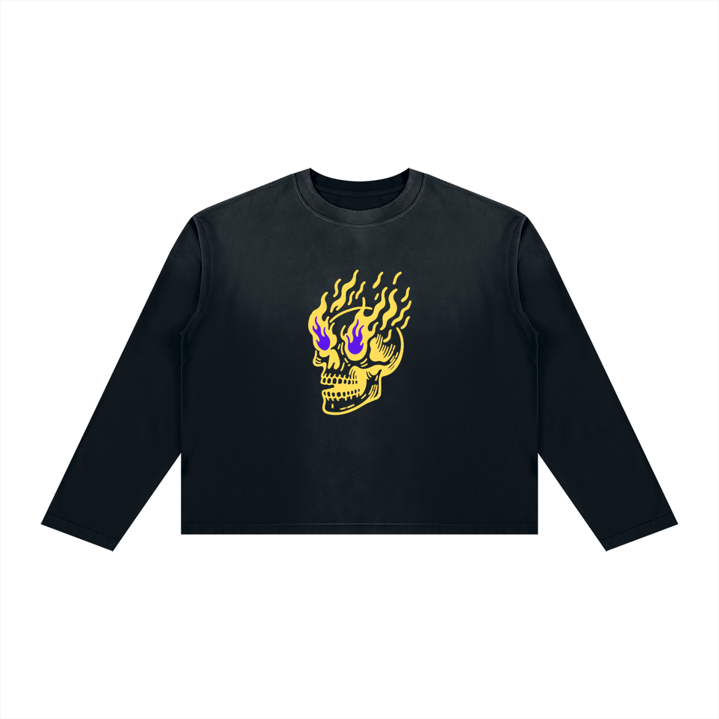 Flamin' Skull Sunfaded Long Sleeve Tee LSU Colorway