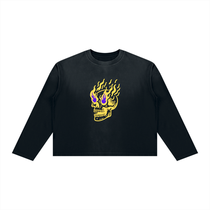 Flamin' Skull Sunfaded Long Sleeve Tee LSU Colorway