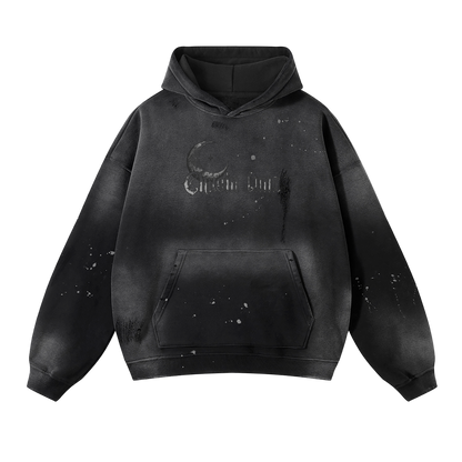 Vintage Washed Frayed Fleece Hoodie