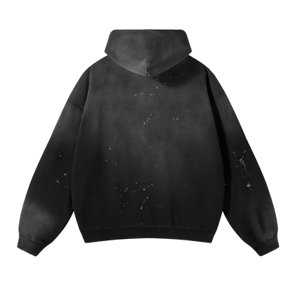 Vintage Washed Frayed Fleece Hoodie