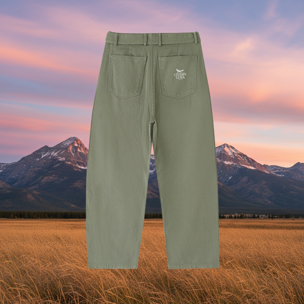 Belted Barrel-leg Chino Pants Womens