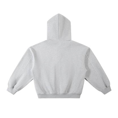 Contrast-Stitched Boxy Fleece Hoodie