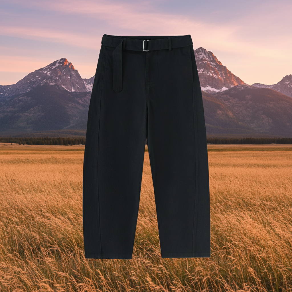 Belted Barrel-leg Chino Pants Womens