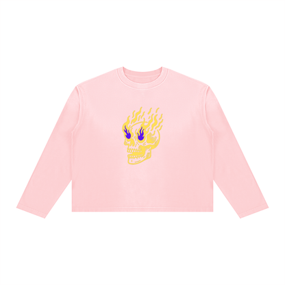 Flamin' Skull Sunfaded Long Sleeve Tee LSU Colorway