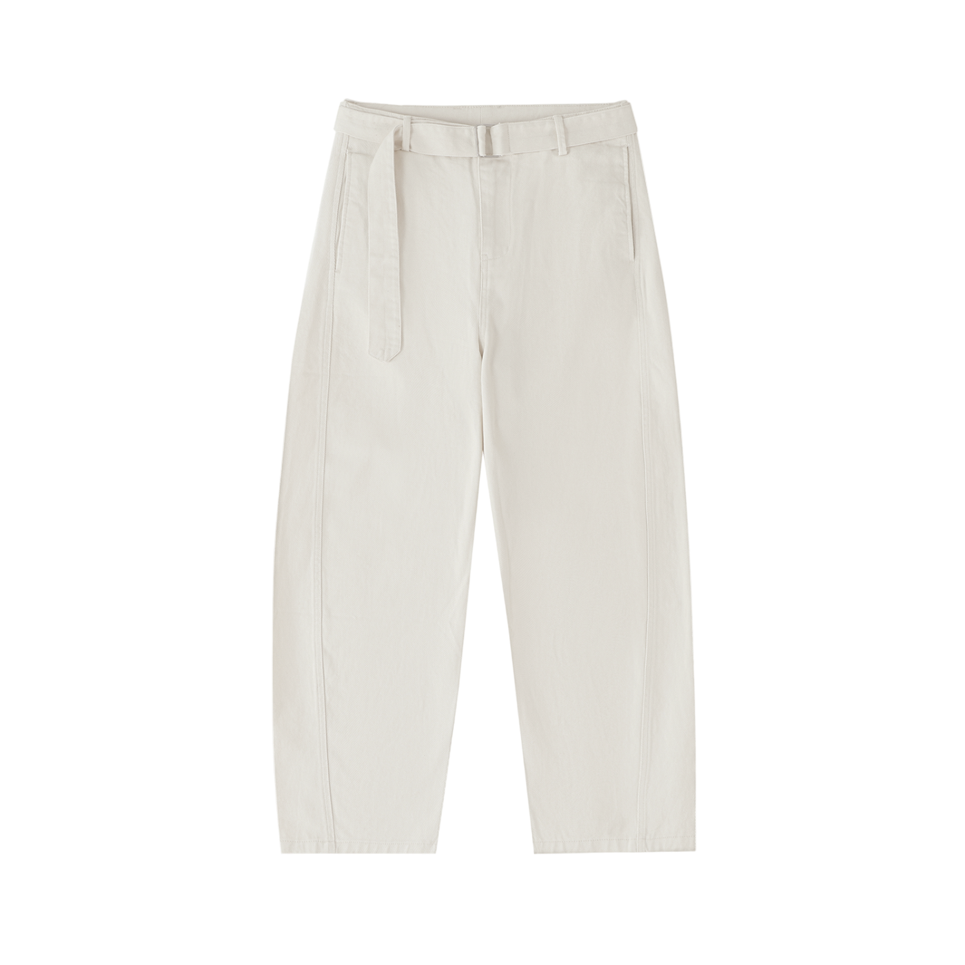 Belted Barrel-leg Chino Pants Womens