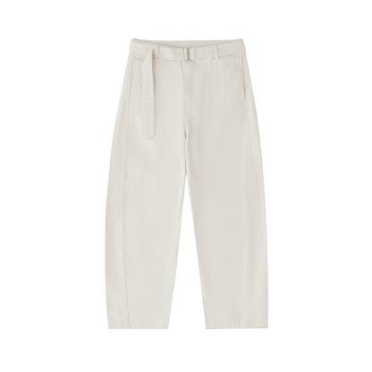 Belted Barrel-leg Chino Pants Womens