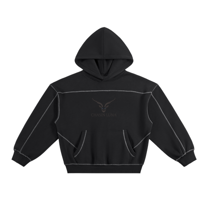 Contrast-Stitched Boxy Fleece Hoodie