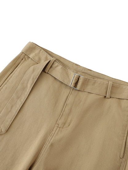 Belted Barrel-leg Chino Pants Womens