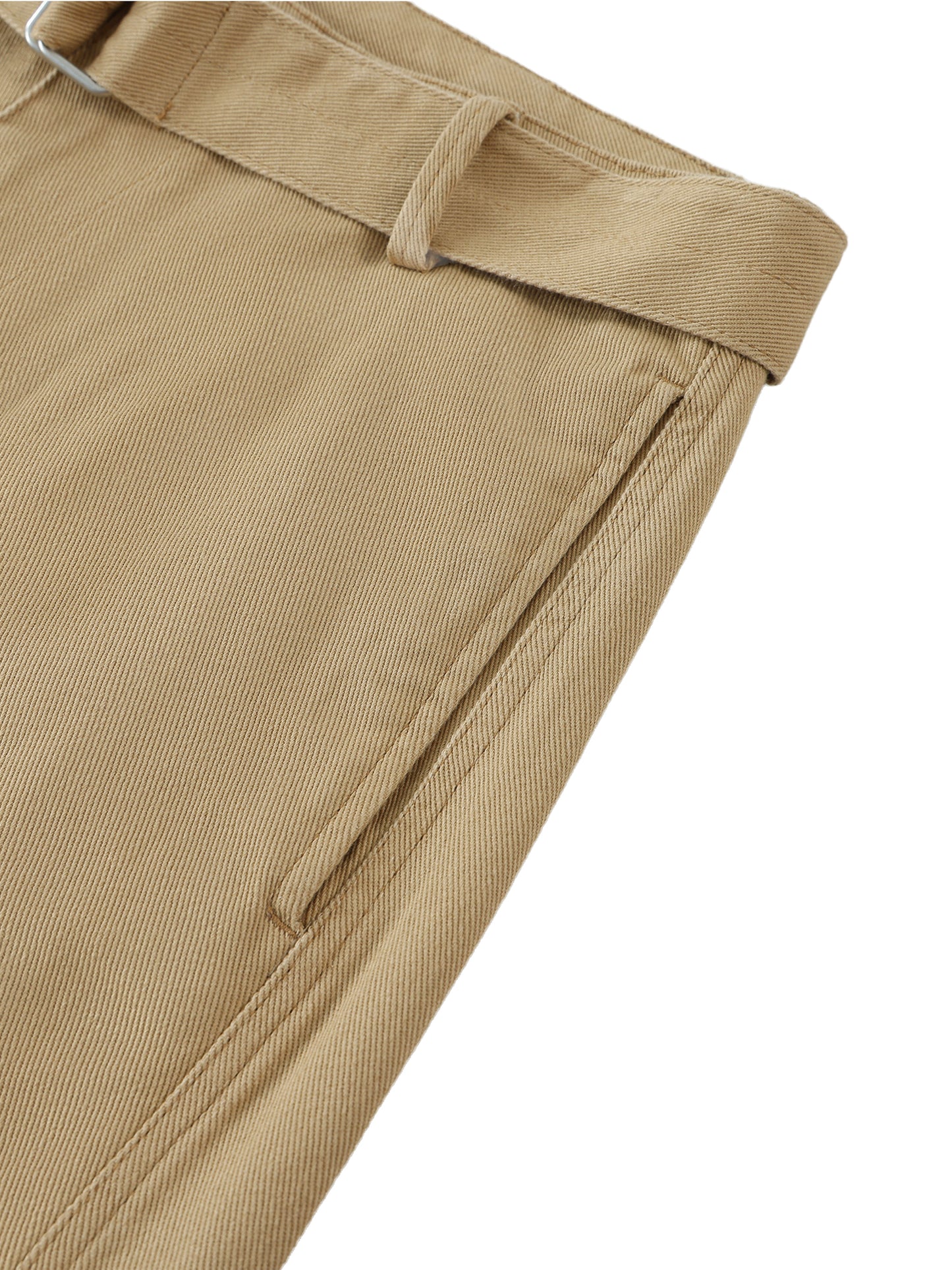 Belted Barrel-leg Chino Pants Womens