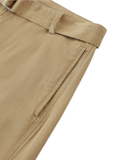 Belted Barrel-leg Chino Pants Womens